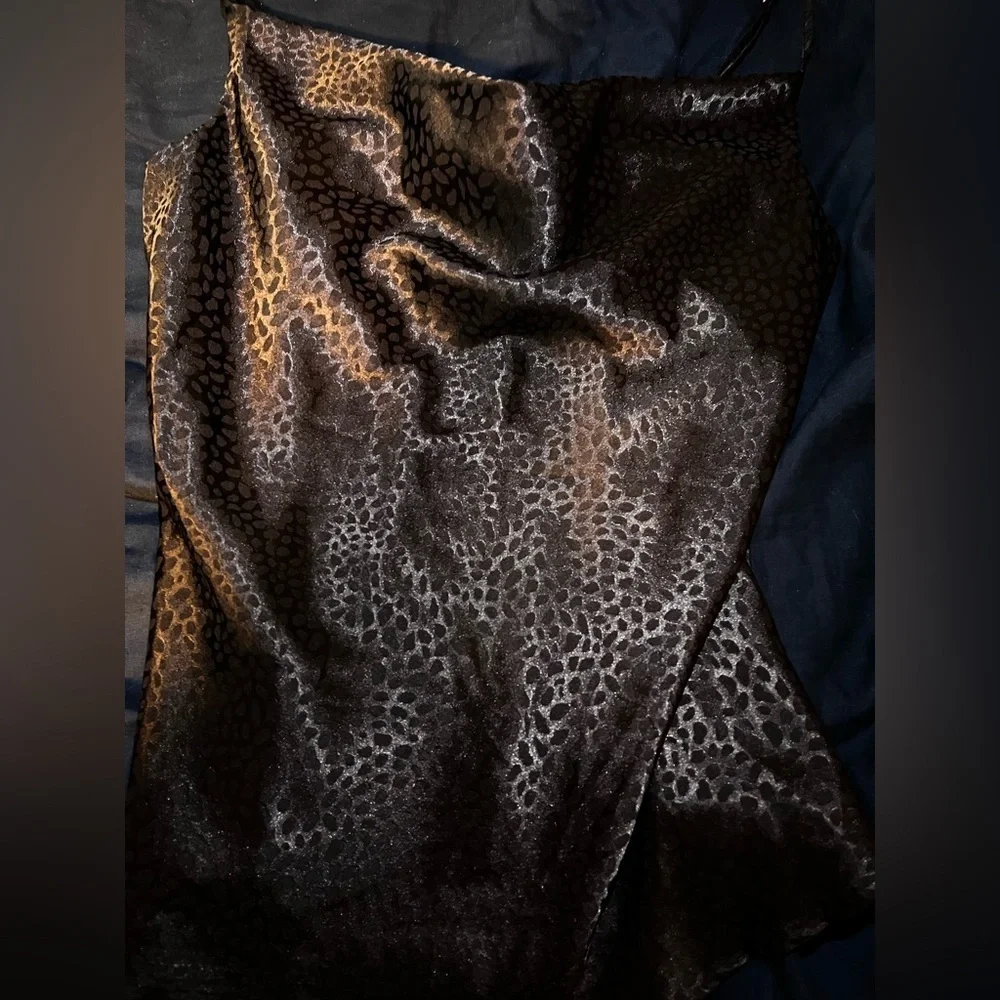 Renee C Monochrome Black Leopard Satin Cowl Neck Camisole New with tags - Picture 4 of 7